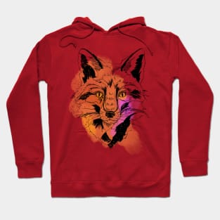 Cute Fox Sketch and Watercolor Spots Hoodie